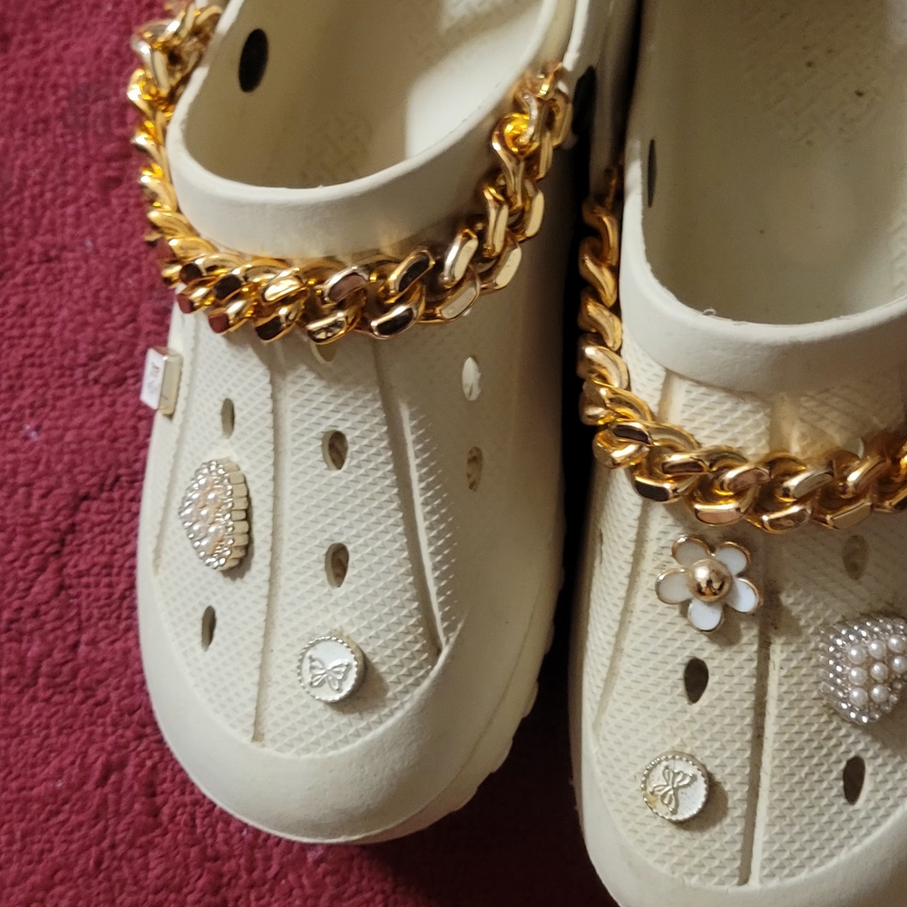 Stylish Cream Mules with Gold Accents